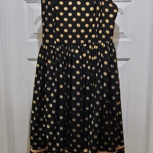 Modcloth Geode Black and Gold polka‎ dot Dress Size XL